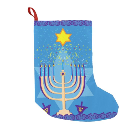 ハヌカーの ユダヤ教 メノラーのストッキング スモールクリスマスストッキング Zazzle Co Jp