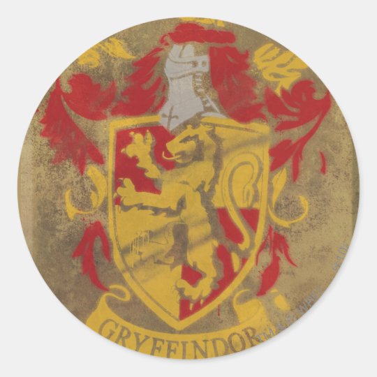 ハリー ポッターシリーズ Gryffindor レトロの家の頂上 ラウンドシール Zazzle Co Jp