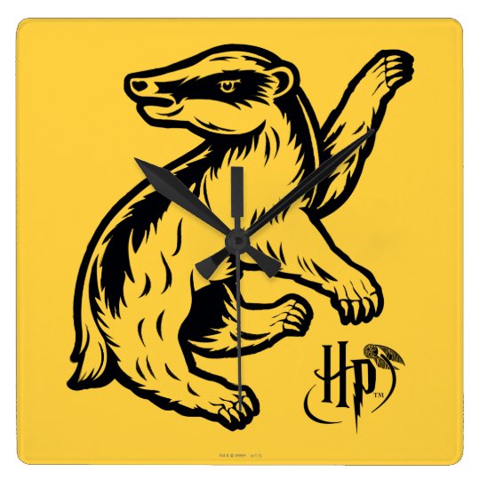 ハリー ポッターシリーズ Hufflepuffのアナグマアイコン スクエア壁時計 Zazzle Co Jp