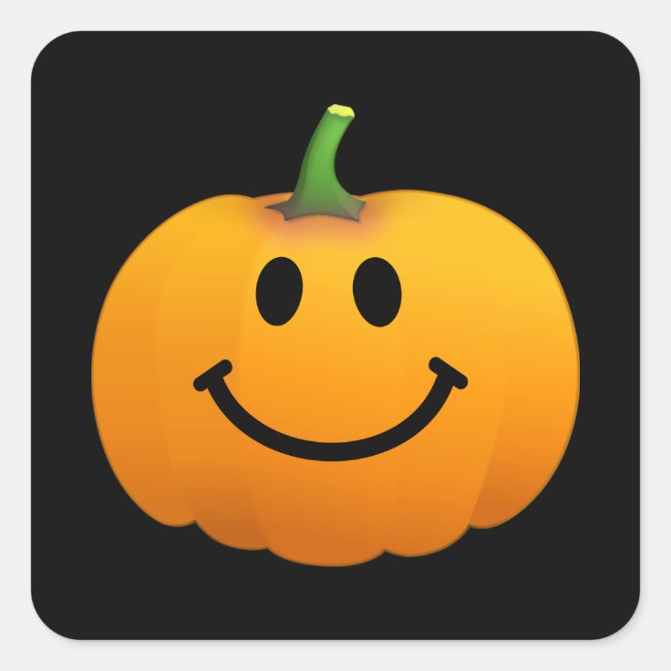 ハロウィンのカボチャ顔 スクエアシール Zazzle Co Jp