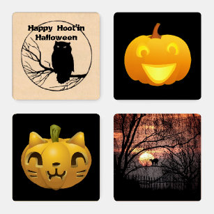 フクロウ ハロウィンコースター Zazzle Co Jp フクロウ ハロウィンコースター Zazzle Co Jp