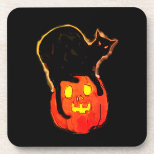 ハロウィン 猫コースター Zazzle Co Jp