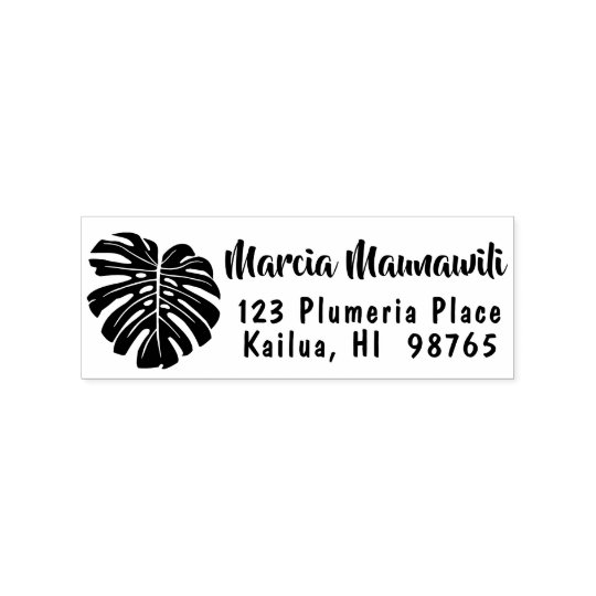 ハワイの差出人住所のスタンプのmonsteraの葉のカスタム ラバースタンプ Zazzle Co Jp ハワイの差出人住所のスタンプのmonsteraの葉のカスタム ラバースタンプ Zazzle Co Jp