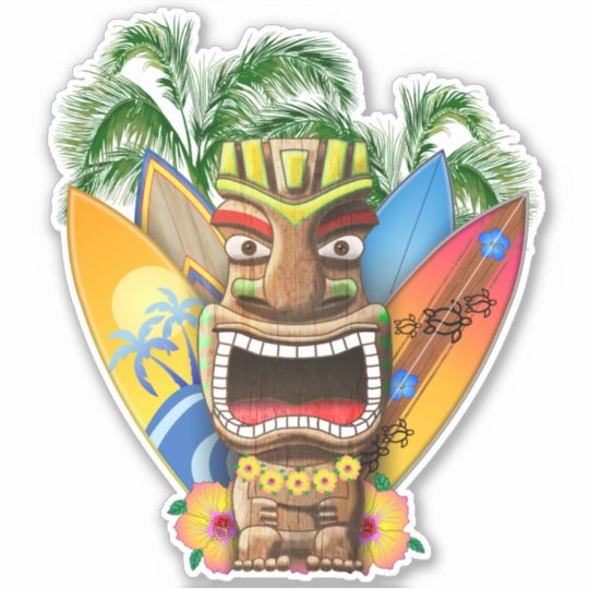 ハワイアンのtikiのサーフィン シール Zazzle Co Jp