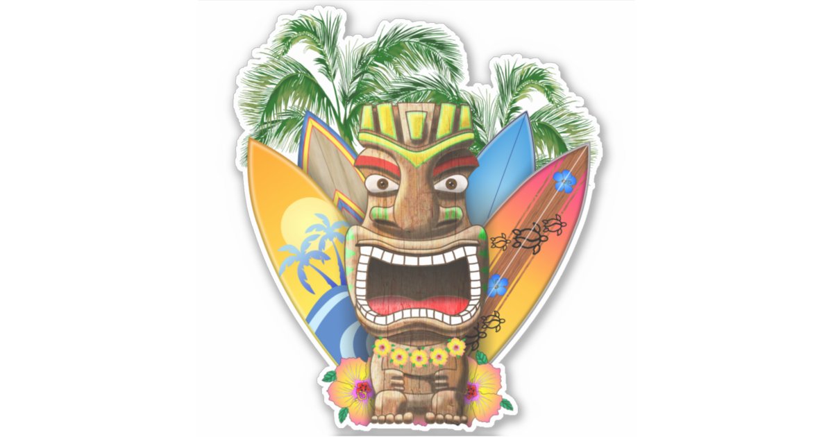 ハワイアンのtikiのサーフィン シール Zazzle Co Jp ハワイアンのtikiのサーフィン シール Zazzle Co Jp