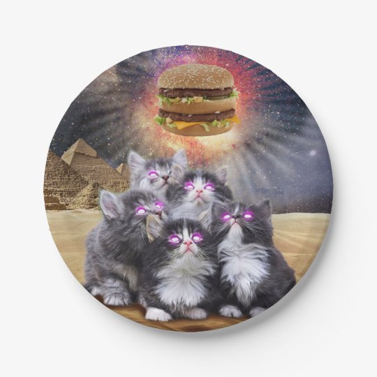 ハンバーガーを捜している宇宙猫 ペーパープレート Zazzle Co Jp