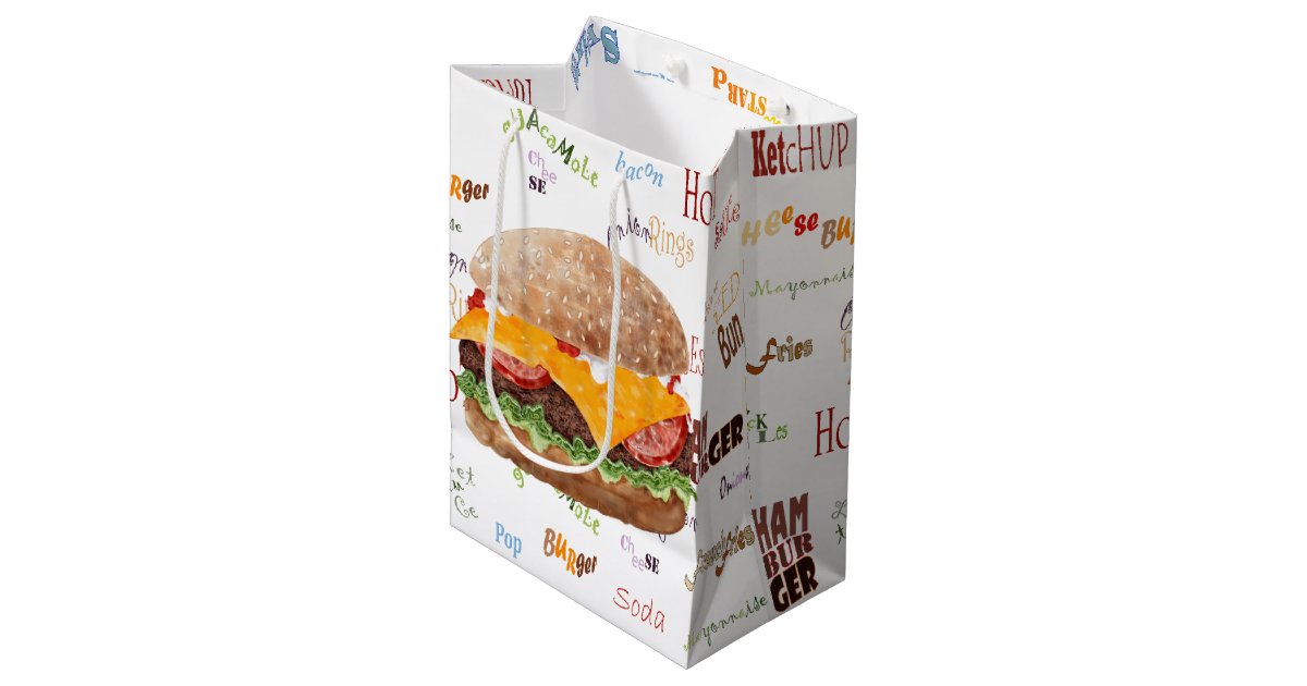 ハンバーガーチーズファストフードbbqダイナー ミディアムペーパーバッグ Zazzle Co Jp