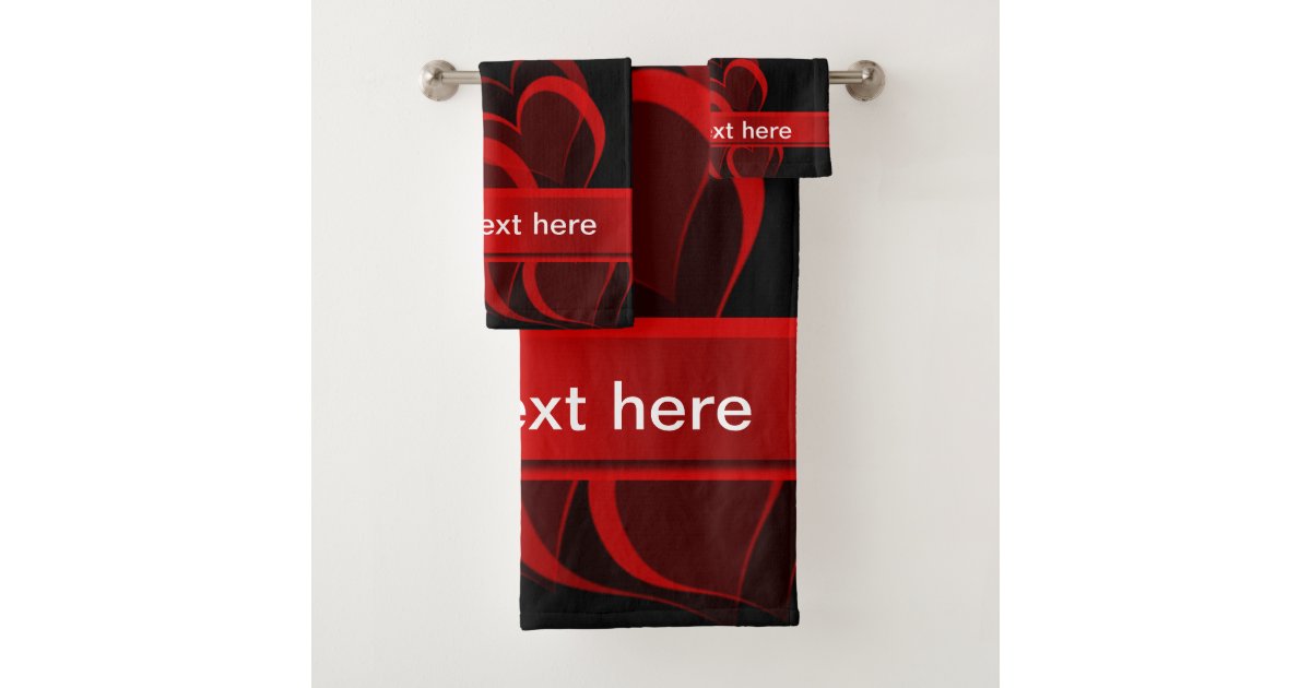 ハート赤黒文字テンプレート バスタオルセット Zazzle Co Jp