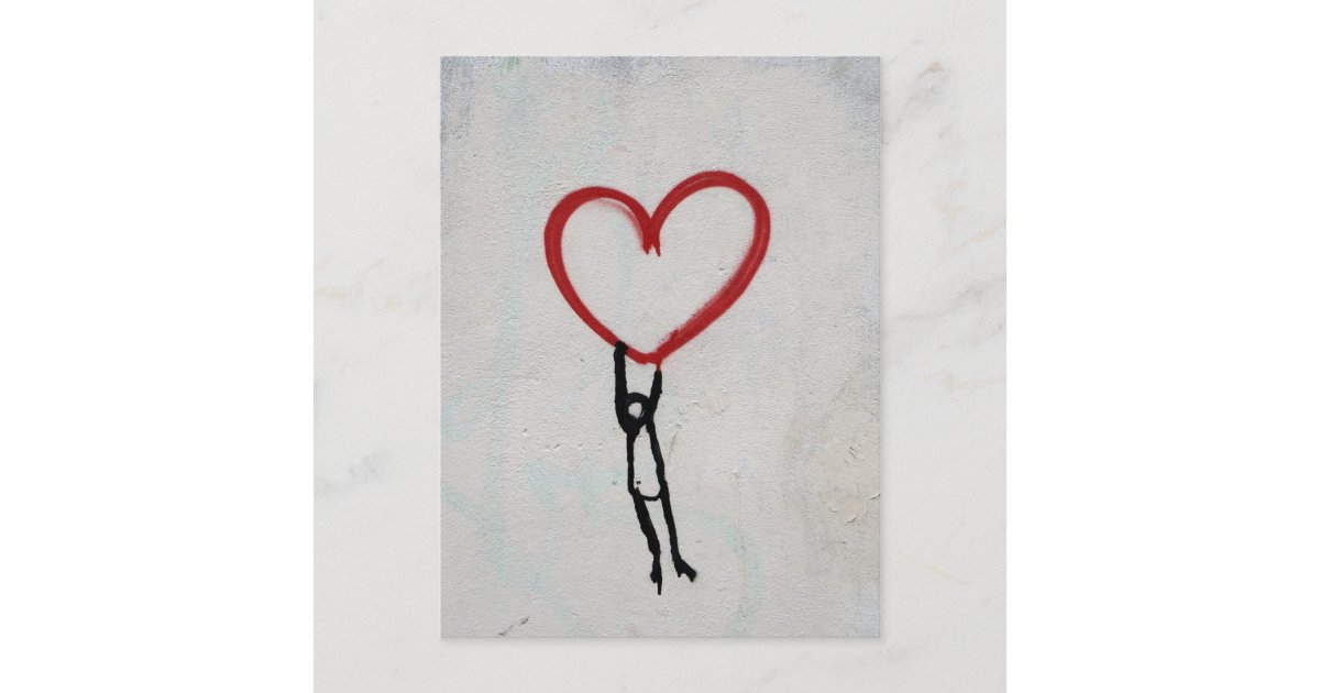 ハート スティックマングラフィティウォールストリートアート ポストカード Zazzle Co Jp