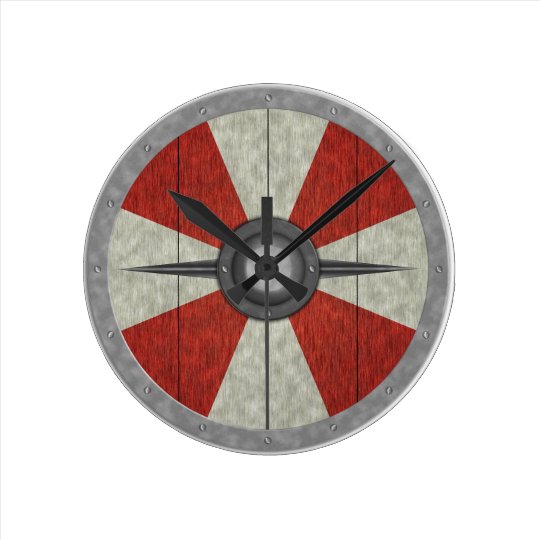 バイキングの円の盾 ラウンド壁時計 Zazzle Co Jp