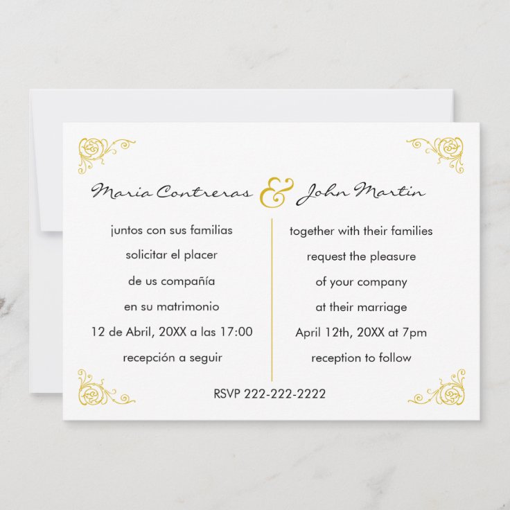 バイリンガル英語スペインの結婚式招待状 招待状 Zazzle Co Jp