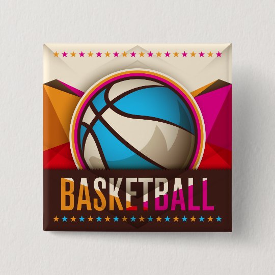 バスケットボールのスポーツの状況のカッコいいの抽象芸術 缶バッジ Zazzle Co Jp