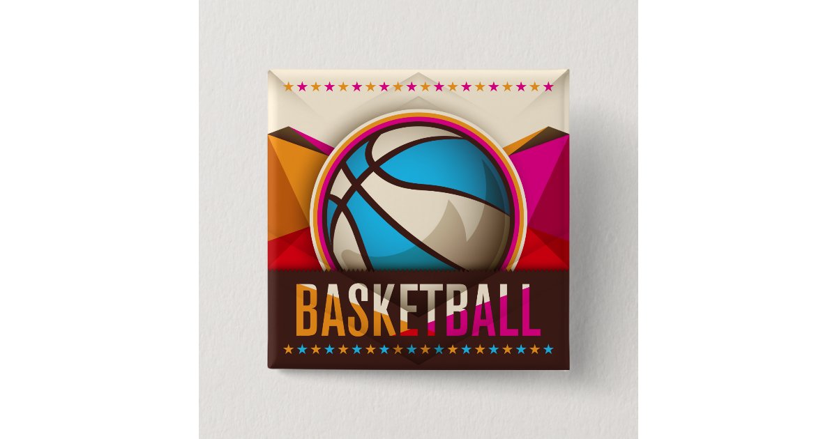 バスケットボールのスポーツの状況のカッコいいの抽象芸術 缶バッジ Zazzle Co Jp