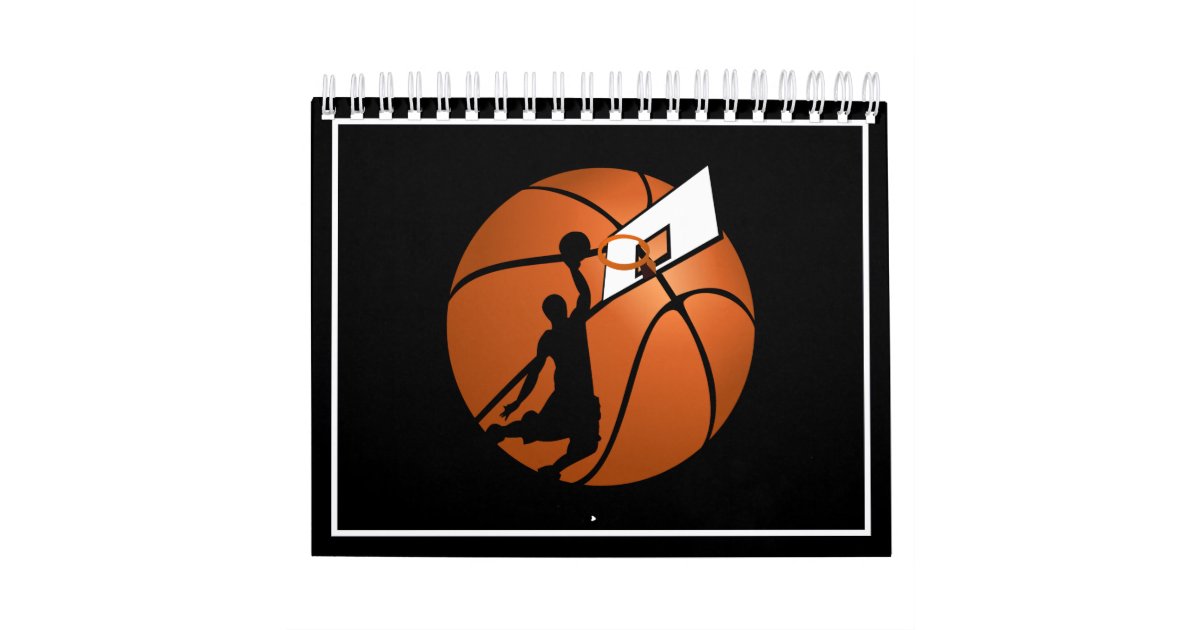 バスケットボールのスラムダンク選手 ボールにフープ カレンダー Zazzle Co Jp