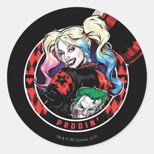 バットマン ハーレークインウィンキングウィズマレット ラウンドシール Zazzle Co Jp