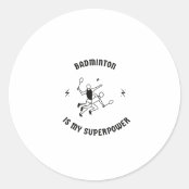 バドミントンの文字アイコン ラウンドシール Zazzle Co Jp