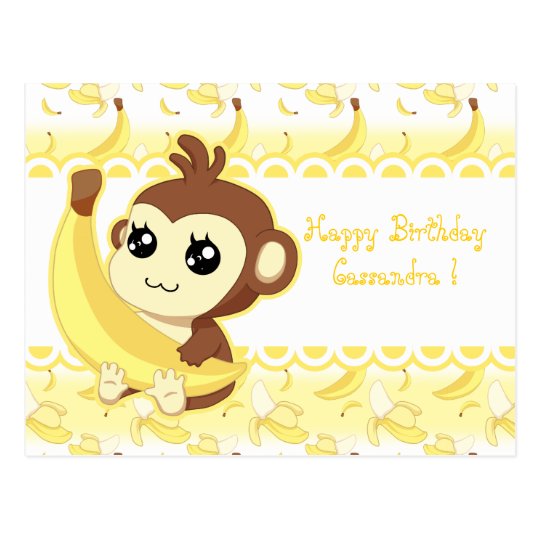 バナナを握っているかわいいかわいい猿 ポストカード Zazzle Co Jp