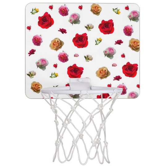 バラの白い背景のコラージュ ミニバスケットボールゴール Zazzle Co Jp