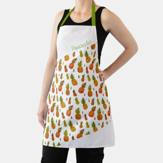 パイナップルホワイトグリーンフルーツの食べ物柄 エプロン Zazzle Co Jp