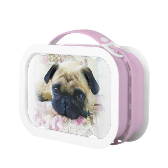 パグ犬のピンクのお弁当箱 ランチボックス Zazzle Co Jp