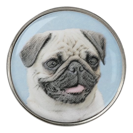 パグ絵画ズ かわいいオリジナルドッグアート ゴルフボールマーカー Zazzle Co Jp