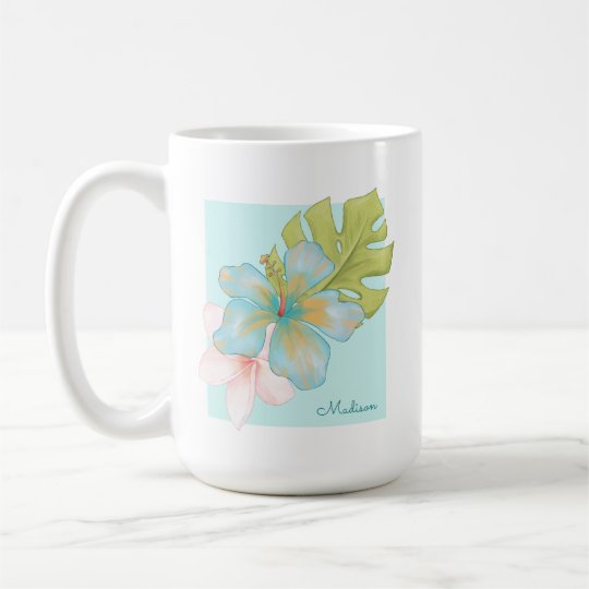 パステルトロピカルフローラ 名前は任意 コーヒーマグカップ Zazzle Co Jp