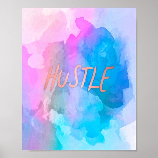 パステル調の水彩画のばら色の金ゴールドのハッスル ポスター Zazzle Co Jp