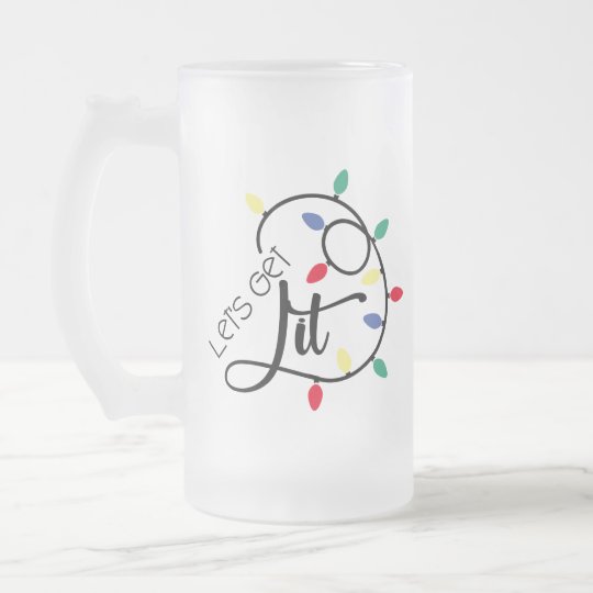 パニー レッツがライトに パンを飲むクリスマスライト フロストグラスビールジョッキ Zazzle Co Jp
