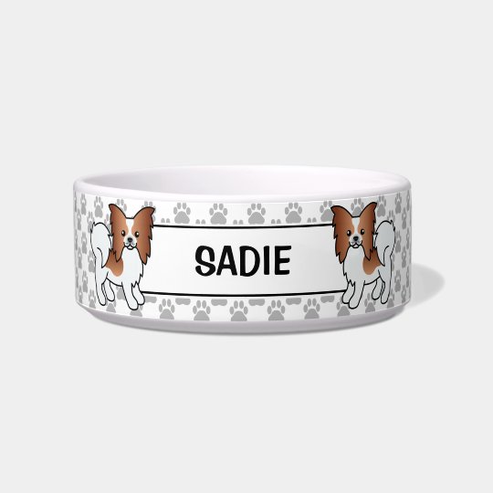 パピ赤と白ヨンのかわいい漫画の犬と名前 ボウル Zazzle Co Jp