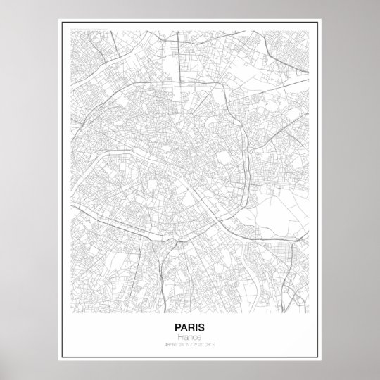 パリ フランスの最小主義の地図ポスター スタイル2 ポスター