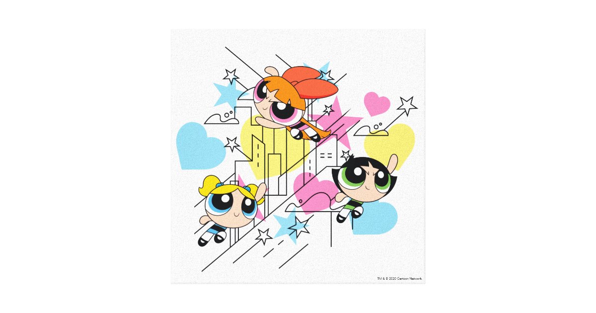 パワーパフガールズタウンズビルパターン キャンバスプリント Zazzle Co Jp パワーパフガールズタウンズビルパターン キャンバスプリント Zazzle Co Jp