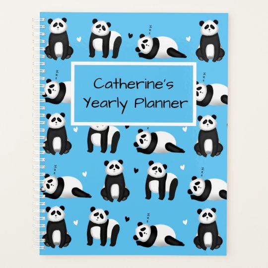 パンダとハート 青 プランナー手帳 Zazzle Co Jp