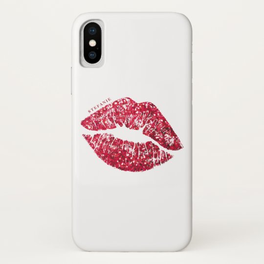 パーソナライズな赤いスパンコールのグリッターの唇 Case Mate Iphoneケース Zazzle Co Jp