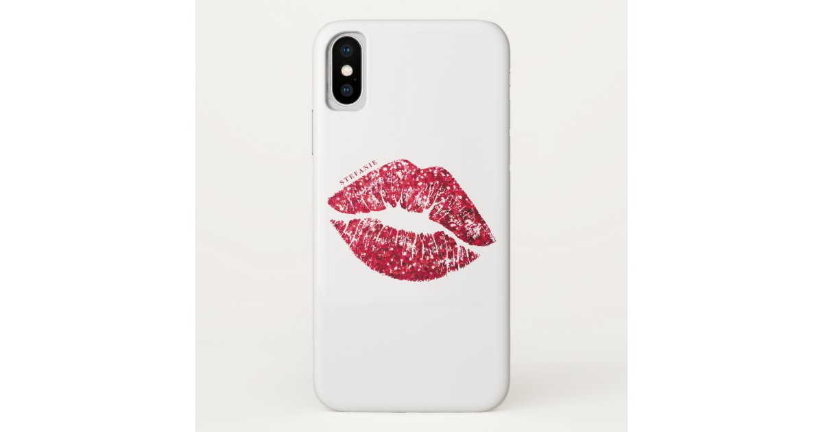 パーソナライズな赤いスパンコールのグリッターの唇 Case Mate Iphoneケース Zazzle Co Jp