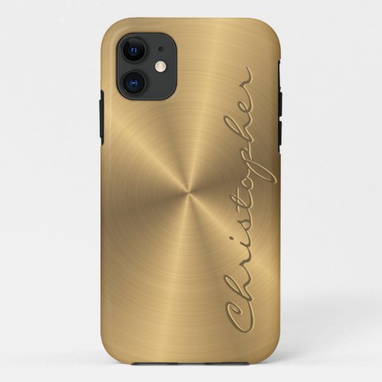 パーソナライズな金ゴールドの金属放射状の質 Case Mate Iphoneケース Zazzle Co Jp