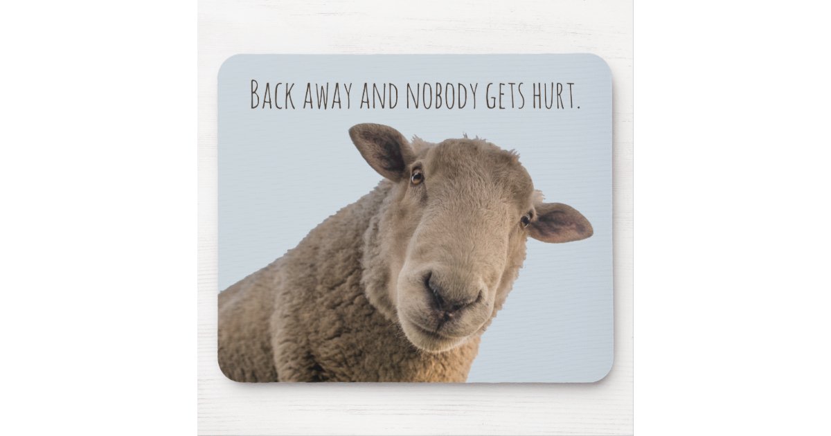 ヒツジのおもしろいな警告の背部遠くにな攻撃のヒツジ マウスパッド Zazzle Co Jp