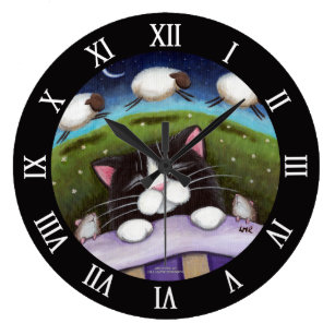 睡眠 猫壁時計  Zazzle.co.jp