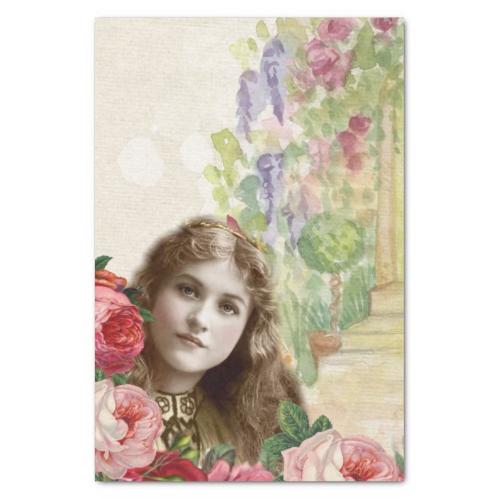 ビクトリアンなキャベツバラの女性の花柄のティッシュペーパー 薄葉紙 Zazzle Co Jp