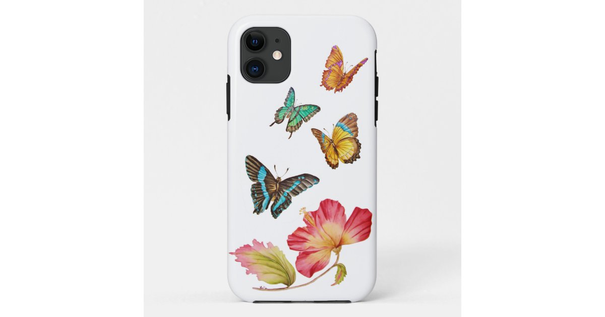 ビューティフル蝶フローラピンクハイビスカスホワイト Case Mate Iphoneケース Zazzle Co Jp