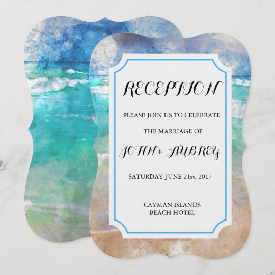ビーチまたは島の水彩結婚披露宴 招待状 Zazzle Co Jp