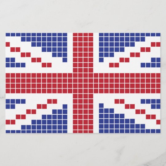 ピクセル英国国旗8ビットイギリス イギリス の旗 便箋 Zazzle Co Jp