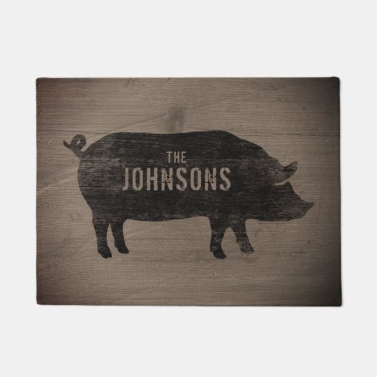 ピグシルエットカスタムファームハウスホームステッド ドアマット Zazzle Co Jp