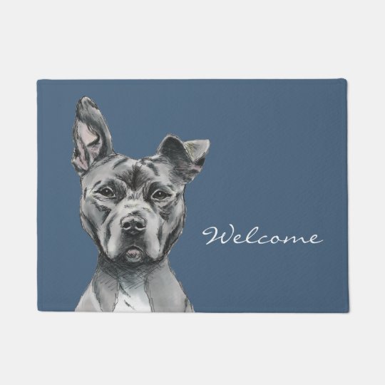 ピット ブル犬のスケッチの歓迎 ドアマット Zazzle Co Jp ピット ブル犬のスケッチの歓迎 ドアマット Zazzle Co Jp