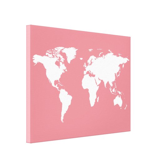 ピンクの白い世界地図 キャンバスプリント Zazzle Co Jp