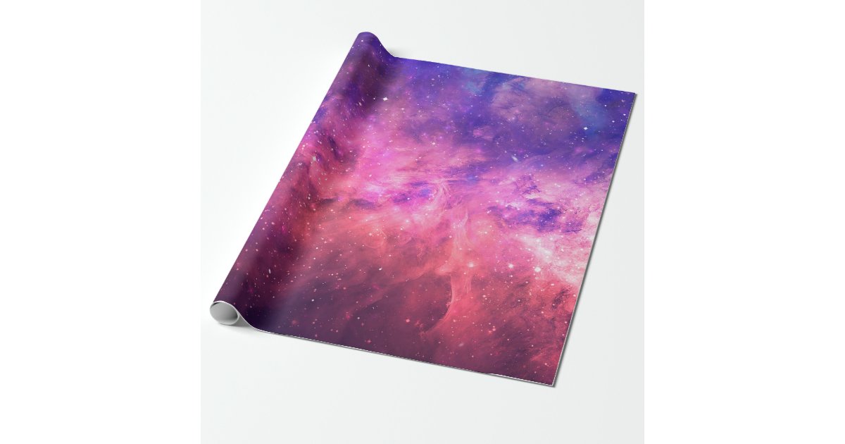 ピンクの紫色の星明かりの空の宇宙銀河系の空の火の白熱 ラッピングペーパー Zazzle Co Jp