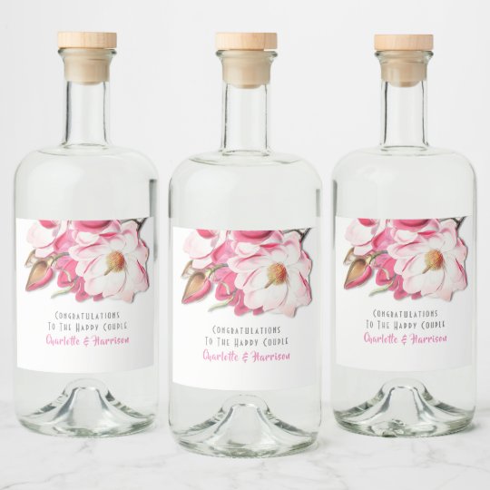 ピンクの花のマグノリアのエレガントな結婚式 リキュールボトルラベル Zazzle Co Jp ピンクの花のマグノリアのエレガントな結婚式 リキュールボトルラベル Zazzle Co Jp