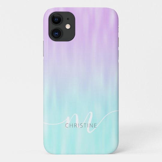 ピンクアクアブルーパステルシックグラデーションスクリプトモノグラム Case Mate Iphoneケース Zazzle Co Jp