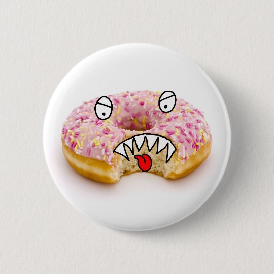 ピンクドーナツモンスターボタン 缶バッジ Zazzle Co Jp