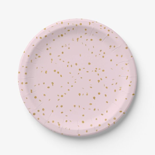 ピンク及び金ゴールドのグリッターの紙吹雪の紙皿 ペーパープレート Zazzle Co Jp