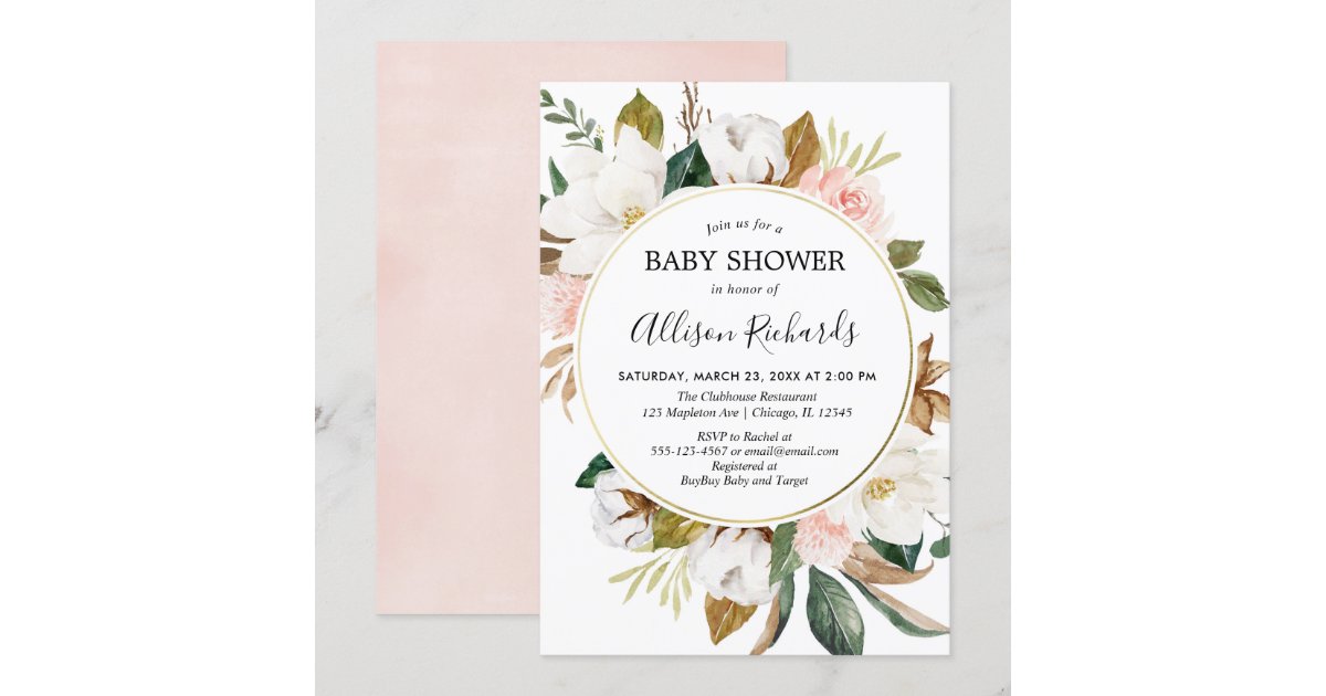 ピンク素朴赤面の白いフローラ少女 招待状 Zazzle Co Jp